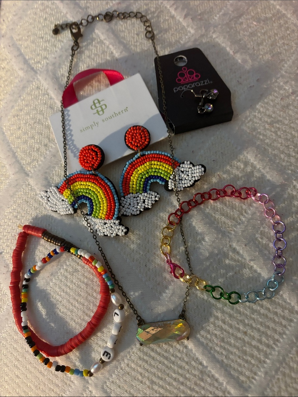 Simply Southern Rainbow Beaded Earrings - Bright Multicolor